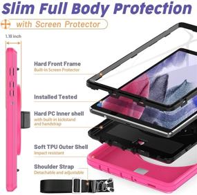 img 2 attached to 🌹 HXCASEAC Slim Shockproof Case for Samsung Tab A7 Lite 8.7 Inch 2021 (SM-T220/T225/T227) - Complete Protection with Screen Protector, Swivel Hand Strap/Stand, Shoulder Strap, and S Pencil Holder - Rose