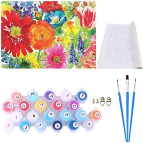 img 3 attached to Anwiner Flower Paint by Numbers DIY Canvas Painting Kit for Adults - 20x16inch Pictures, Acrylic Pigments, Paintbrushes Included