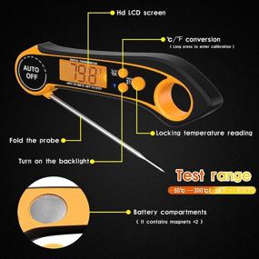 img 3 attached to 🔥 Instant Read Food Meat Thermometer - Accurate Thermapen Probe for Kitchen Cooking, Grilling, BBQ - LCD Screen, Orange