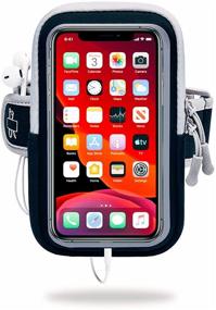 img 4 attached to 📱 Cell Phone Sports Armband, Running Armband with Touch Screen - Ideal for Exercise, Gym, Workouts - Compatible with iPhone, Samsung Galaxy, and More - Black & Gray