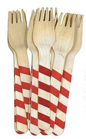 img 3 attached to 🍴 Pack of 48 Red Striped Pattern Wooden Forks - Fork 158, 6-inch Disposable