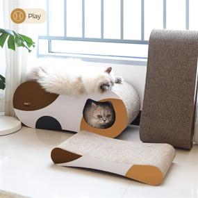 img 2 attached to 🐱 ComSaf 3-in-1 Cat Scratcher Cardboard: Large Cat and Kitten Training Toy, Scratch Lounge Bed, Corrugated Scratch Pad - Durable, Reversible, and Perfect for Furniture Protection