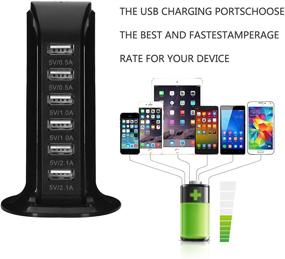 img 2 attached to 🔌 Эффективное 6-портовое зарядное устройство для USB: настольная зарядная станция с быстрым зарядом 2.1 для телефонов, планшетов, смартфонов и многого другого - Черное