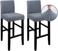 🪑 2 pack grey bar stool covers - stretchable, washable slipcovers for pub counter stool chairs - anti-dust seat cover for dining room, kitchen, height bar stool and cafe logo