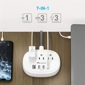 img 3 attached to 🔌 VICOUP Power Strip with USB C, Flat Plug Extension Cord - 5ft Long 3 Outlet 4 USB Ports 4.5A Charging Station for Dorm, Home & Office - Non-Slip Design, Travel-Friendly