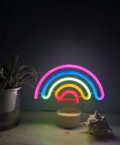 img 3 attached to Cute Rainbow Neon Signs with Lamp Base: Vibrant Decorative Rainbow Neon Lights for Festive Home Decoration and Bedroom Ambiance