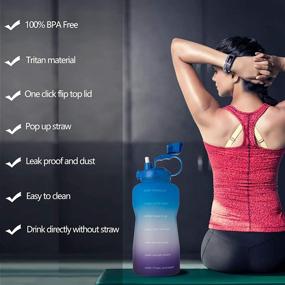 img 1 attached to 💧 Stay Hydrated and Motivated with the Large 1 Gallon/128oz Motivational Sports Water Bottle - Leakproof Tritan BPA Free Jug with Straw, Time Marker, Handle, and Wide Mouth - Perfect for Fitness, Travel, and Sports