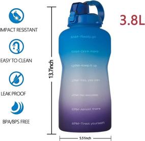 img 2 attached to 💧 Stay Hydrated and Motivated with the Large 1 Gallon/128oz Motivational Sports Water Bottle - Leakproof Tritan BPA Free Jug with Straw, Time Marker, Handle, and Wide Mouth - Perfect for Fitness, Travel, and Sports