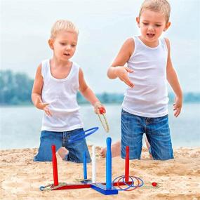 img 2 attached to 🎯 Premium Wooden Ring Toss Game Set - Fun Throwing Game for Indoor & Outdoor Play. Perfect for Kids & Adults. Includes Wood Base. Ideal for Family or Friends.