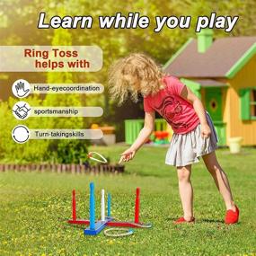 img 1 attached to 🎯 Premium Wooden Ring Toss Game Set - Fun Throwing Game for Indoor & Outdoor Play. Perfect for Kids & Adults. Includes Wood Base. Ideal for Family or Friends.