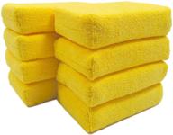 🧽 polyte microfiber detailing wax applicator foam sponge - yellow, 8 pack, size: 6x4x1.5" - improved seo-friendly product title logo