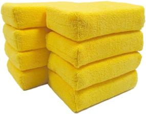 img 3 attached to 🧽 Polyte Microfiber Detailing Wax Applicator Foam Sponge - Yellow, 8 Pack, Size: 6x4x1.5" - Improved SEO-friendly product title