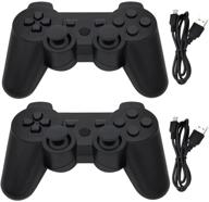 🎮 2 pack of ceozon wireless ps3 controllers - bluetooth gamepads for playstation 3 - compatible with sony ps3 controller - dual remote joysticks with charging cables - in black and black logo
