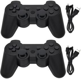 img 4 attached to 🎮 2 Pack of Ceozon Wireless PS3 Controllers - Bluetooth Gamepads for PlayStation 3 - Compatible with Sony PS3 Controller - Dual Remote Joysticks with Charging Cables - in Black and Black
