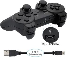 img 1 attached to 🎮 2 Pack of Ceozon Wireless PS3 Controllers - Bluetooth Gamepads for PlayStation 3 - Compatible with Sony PS3 Controller - Dual Remote Joysticks with Charging Cables - in Black and Black