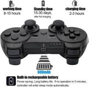 img 2 attached to 🎮 2 Pack of Ceozon Wireless PS3 Controllers - Bluetooth Gamepads for PlayStation 3 - Compatible with Sony PS3 Controller - Dual Remote Joysticks with Charging Cables - in Black and Black