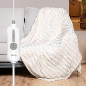 img 4 attached to 🔥 WOOMER Electric Heated Throw Blanket: Cozy Faux Fur, Rapid Heating, 5-Year Warranty, 4 Heat Levels, Auto Off, 50"x 60", Machine Washable, Over-Heat Protection