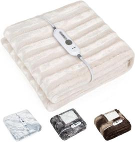 img 3 attached to 🔥 WOOMER Electric Heated Throw Blanket: Cozy Faux Fur, Rapid Heating, 5-Year Warranty, 4 Heat Levels, Auto Off, 50"x 60", Machine Washable, Over-Heat Protection