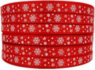 🎅 xmas red 3/8 inch grosgrain ribbon with christmas ribbon snowflake print - 50 yards logo