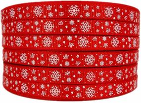 img 3 attached to 🎅 Xmas Red 3/8 Inch Grosgrain Ribbon with Christmas Ribbon Snowflake Print - 50 Yards