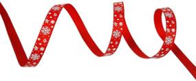 img 1 attached to 🎅 Xmas Red 3/8 Inch Grosgrain Ribbon with Christmas Ribbon Snowflake Print - 50 Yards