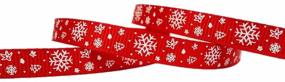 img 2 attached to 🎅 Xmas Red 3/8 Inch Grosgrain Ribbon with Christmas Ribbon Snowflake Print - 50 Yards