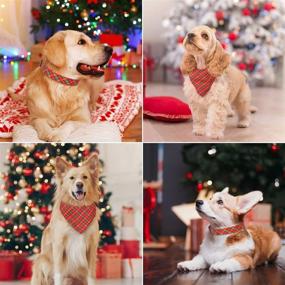 img 2 attached to 🎄 Taglory Christmas Dog Collars and Bandanas Set, Xmas Costume Triangle Pet Scarf & Collar for Medium to Large Dogs in Red Plaid, 16-24 inches