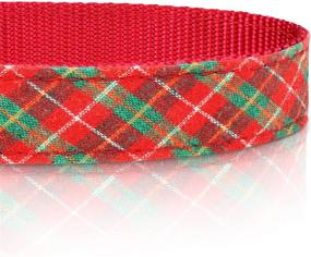 img 1 attached to 🎄 Taglory Christmas Dog Collars and Bandanas Set, Xmas Costume Triangle Pet Scarf & Collar for Medium to Large Dogs in Red Plaid, 16-24 inches