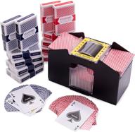 🃏 brybelly game night essentials: 4-deck battery-operated automatic card shuffler with 12 decks of regular poker index playing cards (6 red/6 blue) логотип