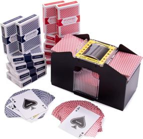 img 4 attached to 🃏 Brybelly Game Night Essentials: 4-Deck Battery-Operated Automatic Card Shuffler with 12 Decks of Regular Poker Index Playing Cards (6 Red/6 Blue)