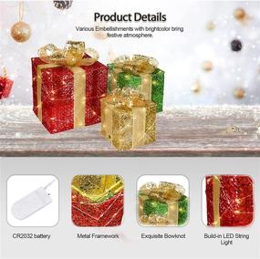 img 1 attached to 🎁 Pre-Lit Outdoor Christmas Decorations: Set of 3 Lighted Gift Boxes with Bows - Christmas Tinsel Boxes for Yard Decor, Perfect Xmas Home Ornament