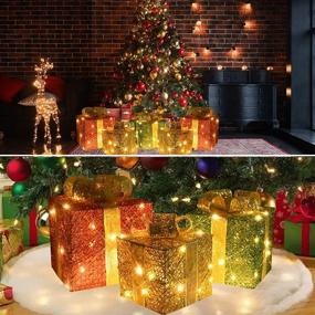 img 3 attached to 🎁 Pre-Lit Outdoor Christmas Decorations: Set of 3 Lighted Gift Boxes with Bows - Christmas Tinsel Boxes for Yard Decor, Perfect Xmas Home Ornament