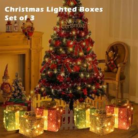 img 2 attached to 🎁 Pre-Lit Outdoor Christmas Decorations: Set of 3 Lighted Gift Boxes with Bows - Christmas Tinsel Boxes for Yard Decor, Perfect Xmas Home Ornament