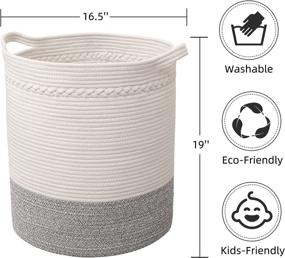img 3 attached to 🧺 Childishness ndup Woven Basket: Large Cotton Laundry Storage Organizer, Safe for Baby & Kids - Natural Two-Tone Woven Design (White/Grey)