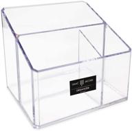 isaac jacobs clear acrylic 3-compartment organizer: remote holder 📦 & multi-functional storage solution for home, bathroom, office, child's desk логотип