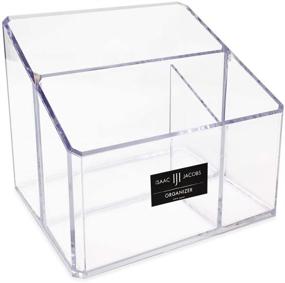 img 4 attached to Isaac Jacobs Clear Acrylic 3-Compartment Organizer: Remote Holder 📦 & Multi-Functional Storage Solution for Home, Bathroom, Office, Child's Desk