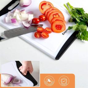 img 2 attached to Empune Extra Large Plastic Cutting Board Set - 3 Piece Dishwasher Safe Chopping Boards with Juice Grooves and Easy-Grip Handles - Black Kitchen Cutting Boards