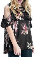 stylish blibea floral shoulder ruffles: fashionable girls' clothing, tops, tees & blouses logo