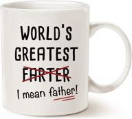 👨 best dad coffee mug - mauag funny father's day gifts, world's greatest f, i mean father - cute birthday gift for dad, white cup, 11 oz logo