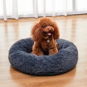 img 4 attached to 🐾 BEAUTYHB Calming Dog Bed: Round Fluffy Design for Anxiety Relief, Ideal for Small to Large Pets, Warm & Washable Sofa for Dogs and Cats