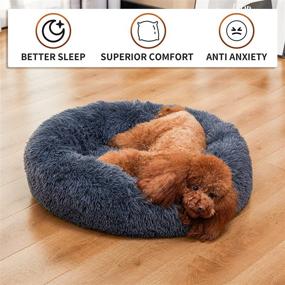 img 3 attached to 🐾 BEAUTYHB Calming Dog Bed: Round Fluffy Design for Anxiety Relief, Ideal for Small to Large Pets, Warm & Washable Sofa for Dogs and Cats