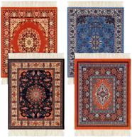 4-piece oriental design retro pattern coasters: stylish carpets for table drinks, kitchen, bar & office logo