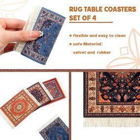 img 2 attached to 4-Piece Oriental Design Retro Pattern Coasters: Stylish Carpets for Table Drinks, Kitchen, Bar & Office