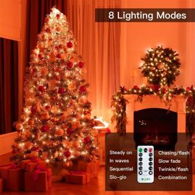 img 3 attached to 🎃 Ollny Christmas String Lights: 60ft 180 LED Outdoor Fairy Lights with 8 Modes & Timer for Home Xmas Tree, Wedding, Halloween Decor (Orange)