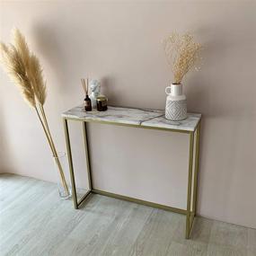img 3 attached to 🌟 Stylish & Sleek Tilly Lin Modern Accent Faux Marble Console Table - Gold Metal Frame - Perfect for Hallway, Living Room & Entrance Hall - Carrara Design - Premium Furniture
