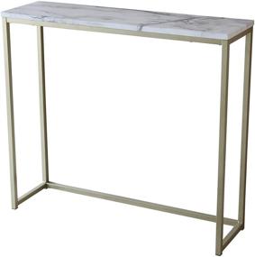 img 4 attached to 🌟 Stylish & Sleek Tilly Lin Modern Accent Faux Marble Console Table - Gold Metal Frame - Perfect for Hallway, Living Room & Entrance Hall - Carrara Design - Premium Furniture