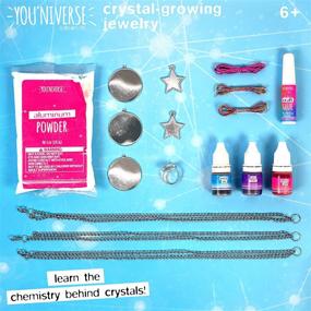 img 2 attached to 💎 YOUniverse Crystal Growing Jewelry Kit by Horizon Group USA - DIY Crystal Growing on 6 Pieces of Jewelry, Includes Bezels, Dyes, Elastic, Crystal Growing Powder & More