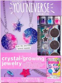 img 4 attached to 💎 YOUniverse Crystal Growing Jewelry Kit by Horizon Group USA - DIY Crystal Growing on 6 Pieces of Jewelry, Includes Bezels, Dyes, Elastic, Crystal Growing Powder & More