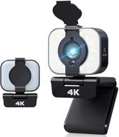 upgraded 4k webcam with adjustable fill light, privacy cover, and microphone - perfect for pro streaming, face time, and conferencing on desktop, laptop, and mac logo