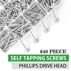 img 1 attached to 🔩 Premium FOLIV 640PCS M3/M4/M5/M6 Phillips Drive Wood Screw Assortment Kit: 304 Stainless Steel Self Tapping Screws Set with Round Head and Flat Head